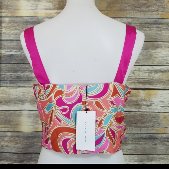 NWT Zara Pink Paisley Button Front Sleeveless Tank - Picture 6 of 7